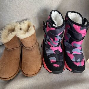 Two pairs Of Children Shoes Plush Waterproof And Warm Outdoor Boot